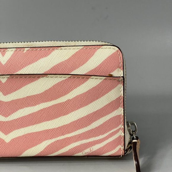 Coach Bags Coach F5253 Peyton Zebra Print Accordion Zip Wallet